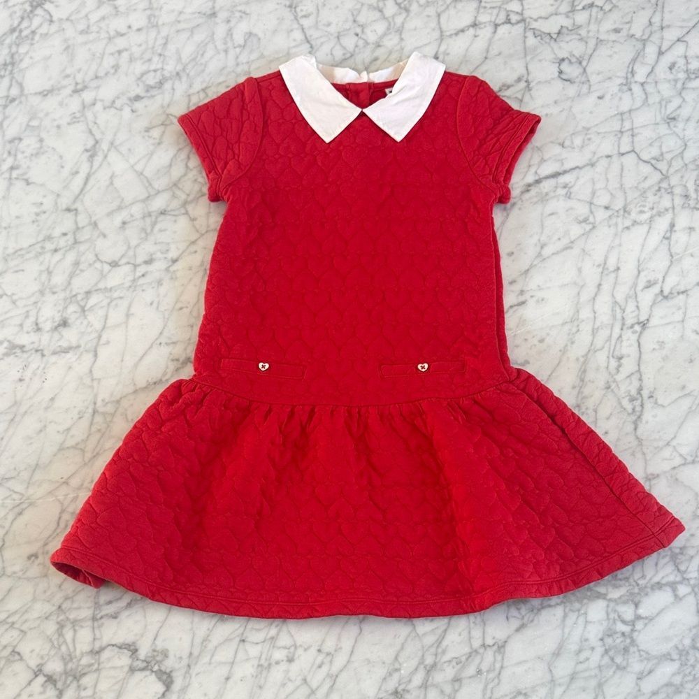 Janie And Jack Quilted Heart Peter Pan Collar Dress Sz 8